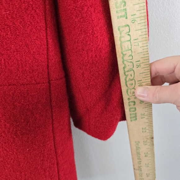 Liz Claiborne Women's Size 10 Red 100% Boiled Wool Hood Pockets Lined Winter - Picture 10 of 11